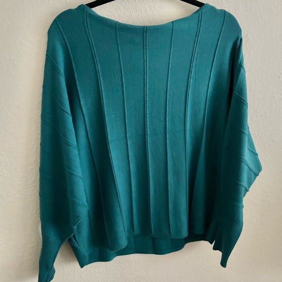 NWT Magaschoni Teal Ribbed Dolman Sleeve Sweater - Picture 4 of 10